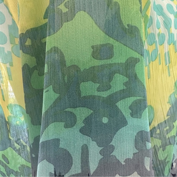 BCX Size Large Blue Green and Yellow Blouse - Picture 7 of 7